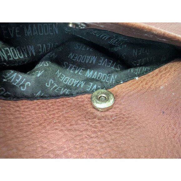 Steve Madden Cognac Crossbody Purse Monogram Brown Leather Tassle Bglamm - Picture 9 of 11